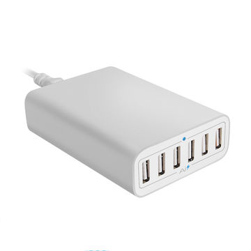  6 port USB smart power charger, multi-port smart IC 60W 12A with free stand