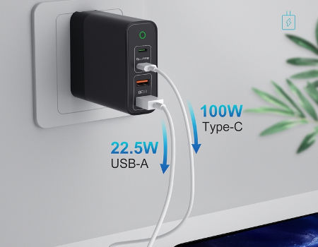 ype-c pd gan high power charger desktop 4 ports usb wall charger with light fast charger 150w gan