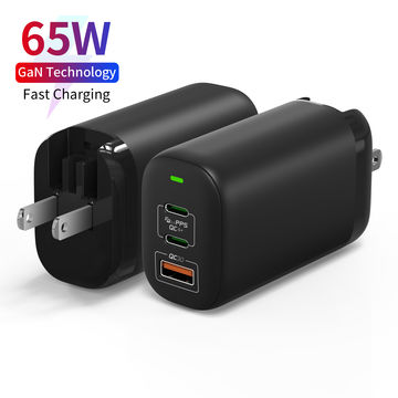 New Tech Replaceable plug Mini 3 USB Port 65W Type c QC3.0 Fast Gan PD Wall Charger