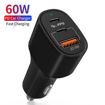 60W High Power Adapter Car Quick Charging USB C PD 3.0 Fast QC3.0 PD Charger for Pad,phone,laptops
